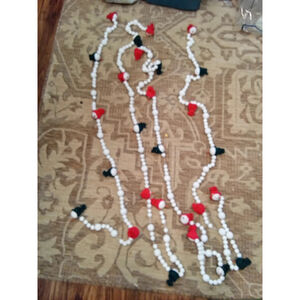 Vintage Snowman Heads Christmas Garland Snow Textured Snowball Set of 2 Decor 6'